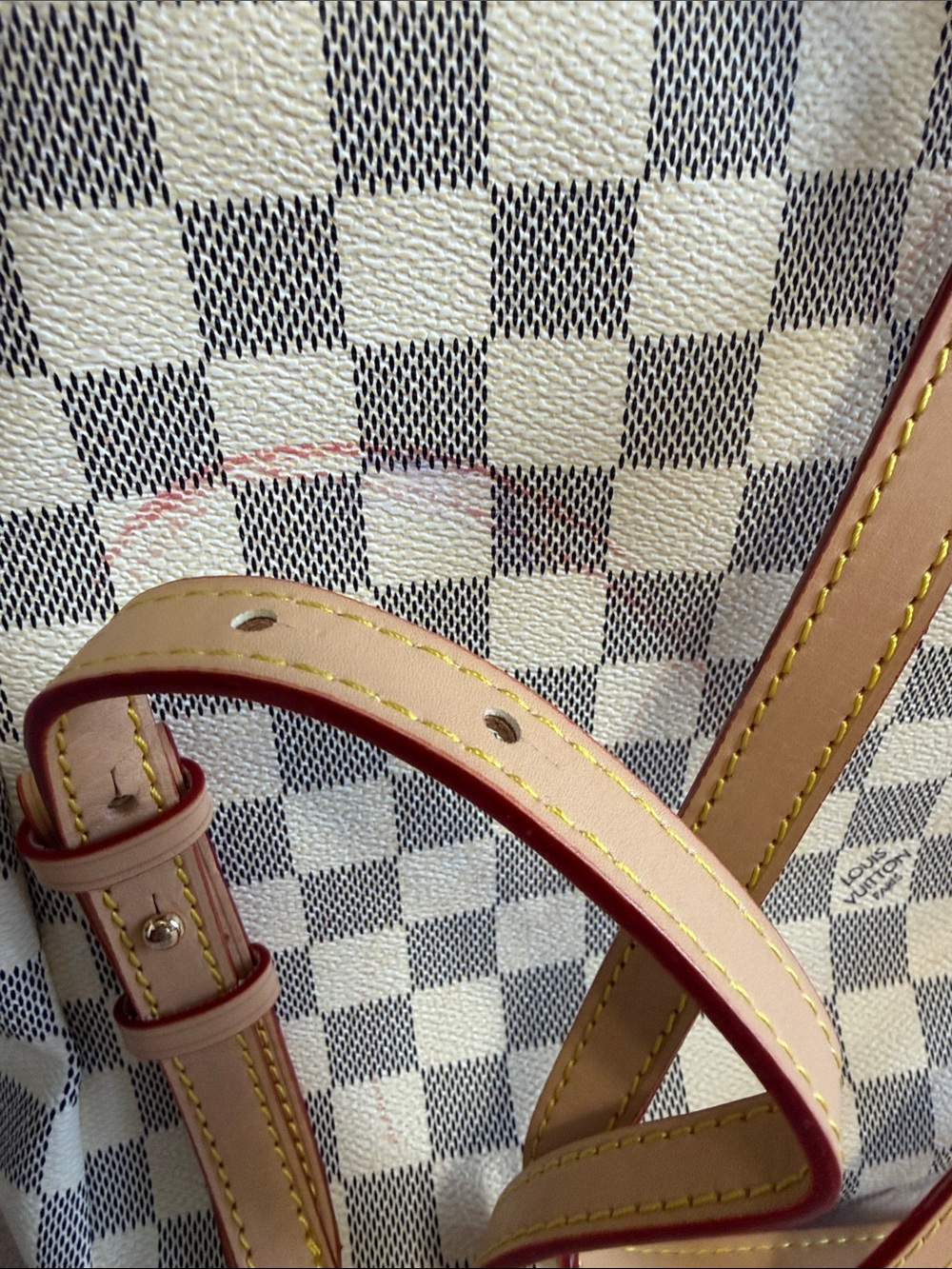 Designer-Inspired Women's Checker Canvas Backpack in Cream & Gray - Picture 12 of 16